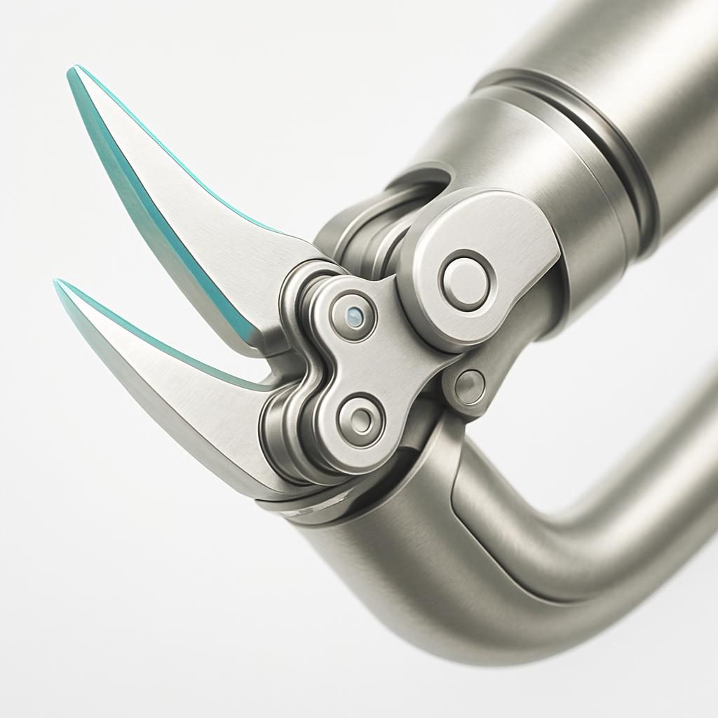 Surgeon's hands operating an instrument