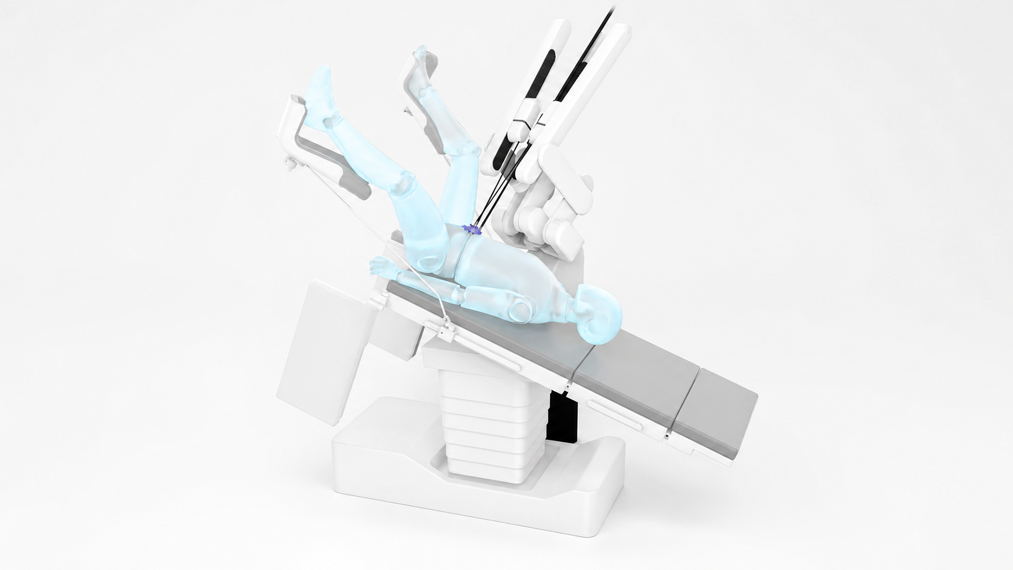 Wide concept rendering of the Aevum system in an operating-room setup