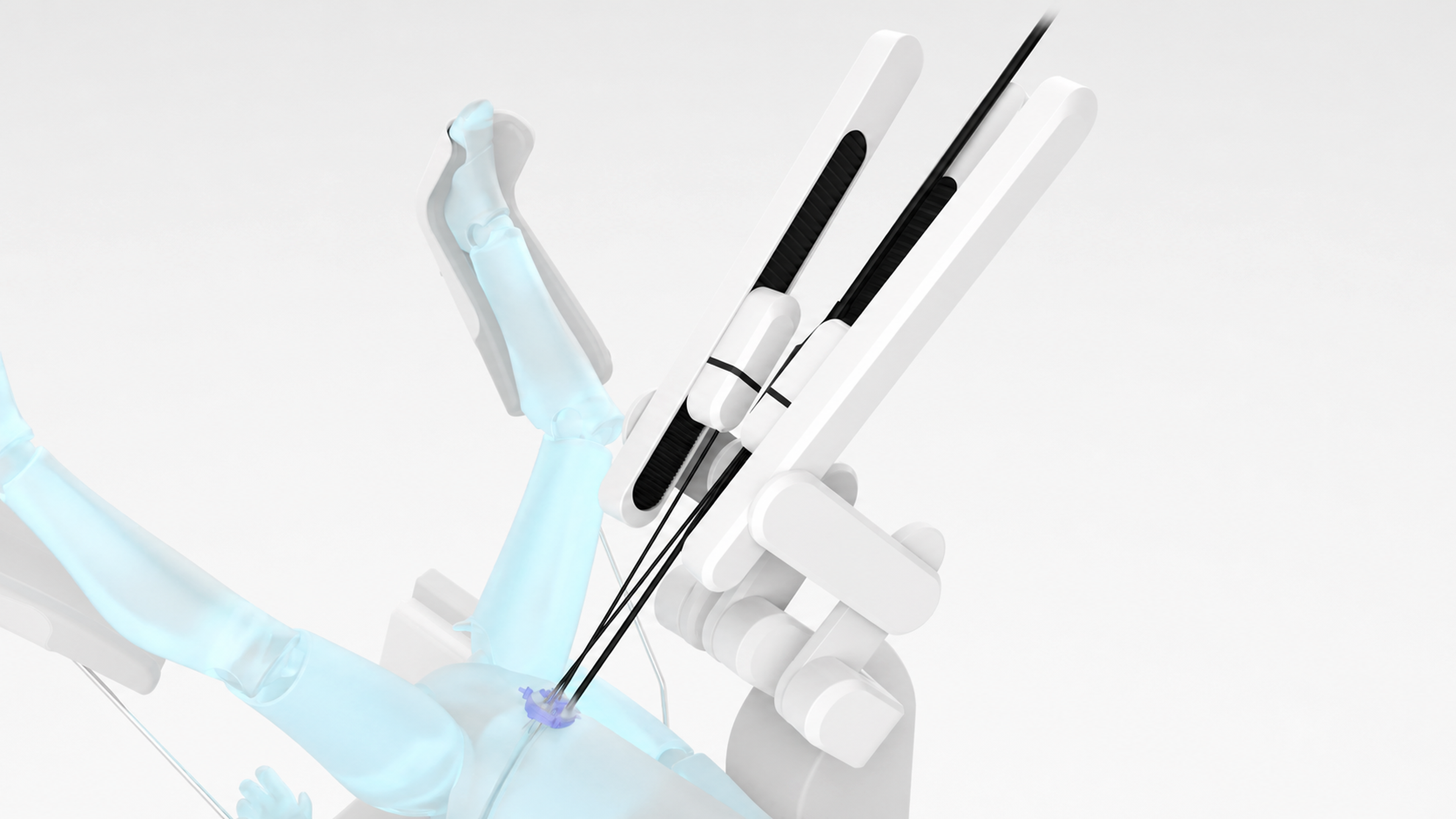 Close concept view of Aevum instruments operating at the patient side